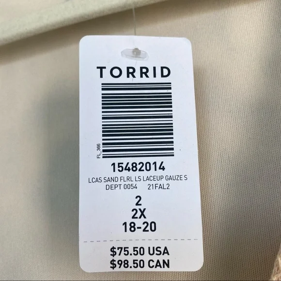 NWT Torrid Floral Babydoll Fit Plus Size Tan Skater Dress w/ Lace Up Neckline - Picture 8 of 10